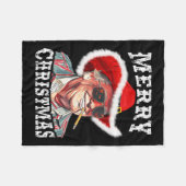 メリークリスマスおもしろいトランプウェスタンカウボーイマッチン フリースブランケット (正面(横))