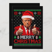 メリークリスマスおもしろいトランプサンタハット醜いクリスマス シーズンカード (正面/裏面)