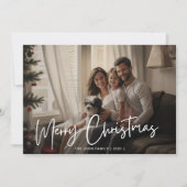 メリークリスマスおもしろいファミリーフォトシック赤 シーズンカード (正面)