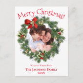 メリークリスマスおもしろいホリデーリースフォトフレーム ポストカード (正面)