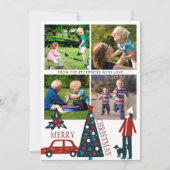 メリークリスマスおもしろい写真コラージュ家族4枚 シーズンカード (正面)