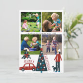 メリークリスマスおもしろい写真コラージュ家族4枚 シーズンカード (スタンド正面)