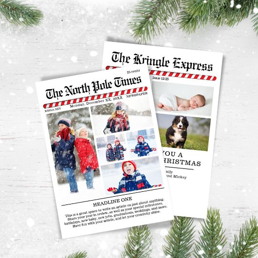 メリークリスマスおもしろい写真コラージュ新聞 シーズンカード