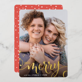 メリークリスマスおもしろい可愛いおもしろい書 箔シーズンカード