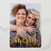 メリークリスマスおもしろい可愛いおもしろい書 箔シーズンカード (正面)