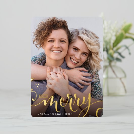 メリークリスマスおもしろい可愛いおもしろい書 箔シーズンカード (立ち正面)