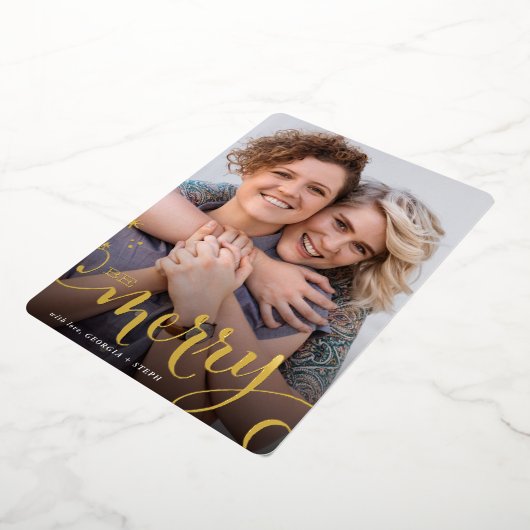 メリークリスマスおもしろい可愛いおもしろい書 箔シーズンカード (回転した状態)