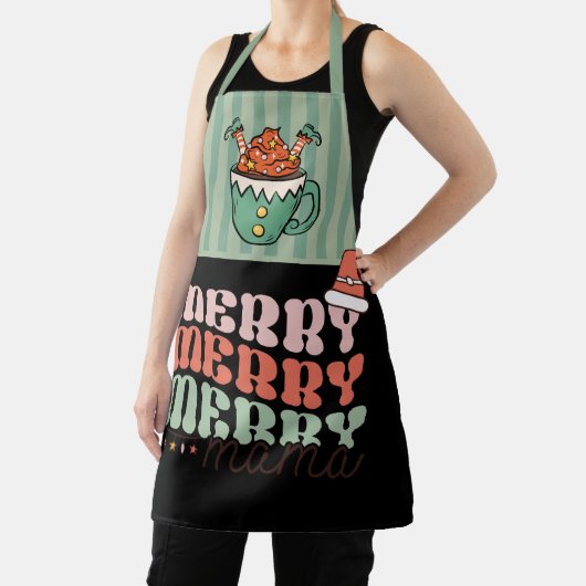 メリークリスマスおもしろい小妖精や小人グリーンとブラックママ エプロン (インサイチュ)
