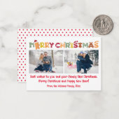 メリークリスマスおもしろい書道2枚コラージュ ノートカード (正面/裏面インサイチュ)