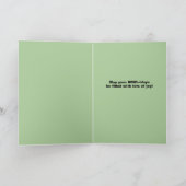 メリークリスマスおもしろい犬が雪片をつかむ シーズンカード (内部)