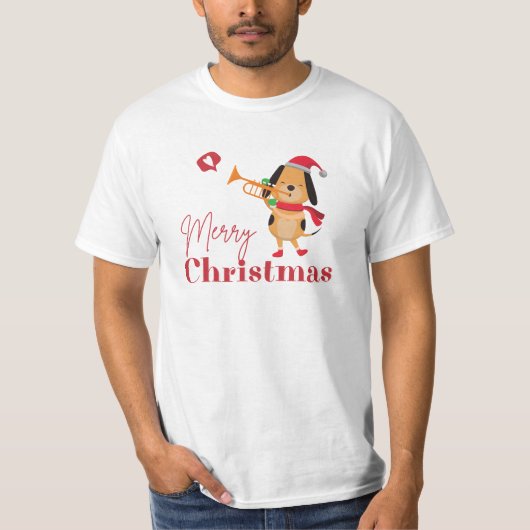 メリークリスマスおもしろい犬Tシャツ Tシャツ (正面)