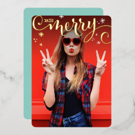 メリークリスマスおもしろい贅沢な書道箔 箔シーズンカード