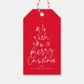 メリークリスマスおもしろい赤いパーソナライズされた休日 ギフトタグ (正面)