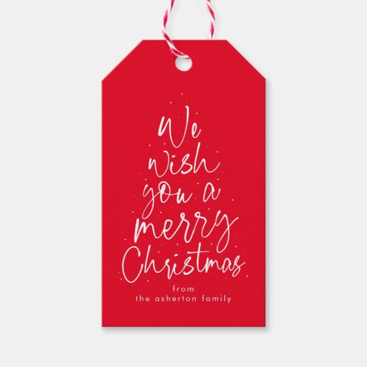 メリークリスマスおもしろい赤いパーソナライズされた休日 ギフトタグ (正面)