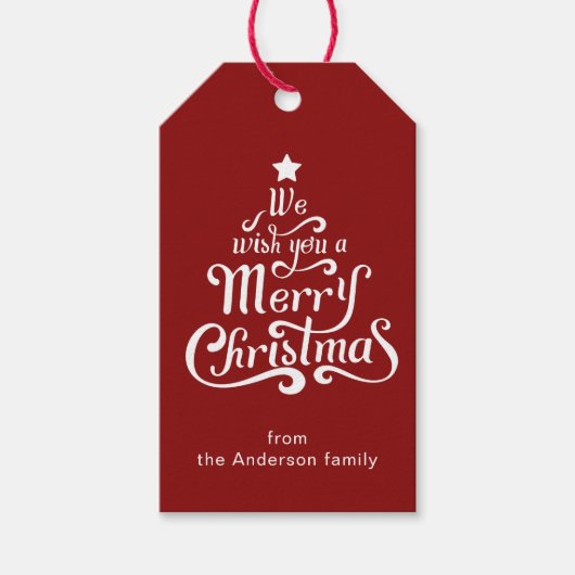 メリークリスマスおもしろい赤いパーソナライズされた休日 ギフトタグ (正面)