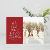 メリークリスマスおもしろい赤い家族写真 シーズンカード (スタンド正面)