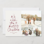 メリークリスマスおもしろい赤3写真家族 シーズンカード (正面)