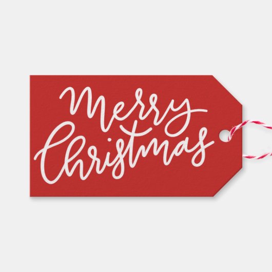 メリークリスマスおもしろい赤 ギフトタグ (正面(横))