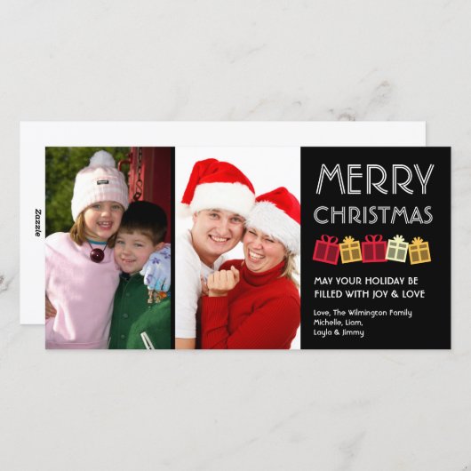 メリークリスマスおもしろい踊りギフトボックス黒 シーズンカード (正面/裏面)