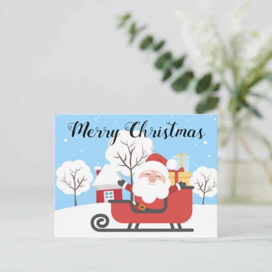 メリークリスマスおもしろい、かわいいサンタ ポストカード (スタンド正面)