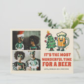 メリークリスマスおもしろいGroovy写真クリスマス カード (スタンド正面)