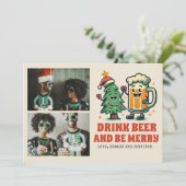 メリークリスマスおもしろいGroovy写真クリスマス カード (スタンド正面)