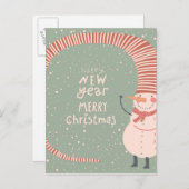 メリークリスマスおよび明けましておめでとうの漫画 シーズンポストカード (正面/裏面)