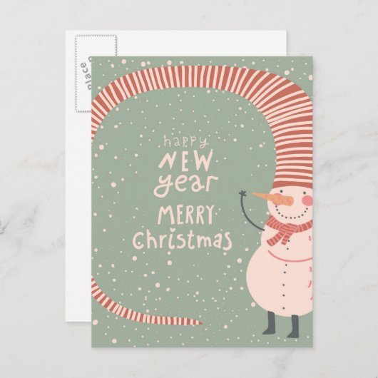 メリークリスマスおよび明けましておめでとうの漫画 シーズンポストカード (正面/裏面)