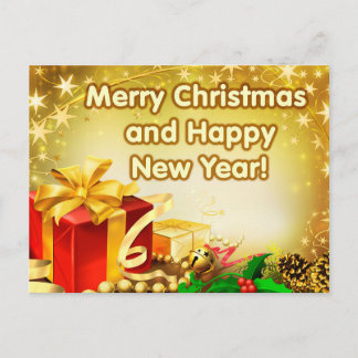 メリークリスマスおよび明けましておめでとうの郵便はがき シーズンポストカード