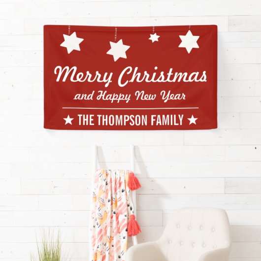 メリークリスマスおよび明けましておめでとう|の赤い休日 横断幕 (インサイチュ)