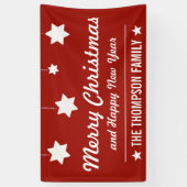 メリークリスマスおよび明けましておめでとう|の赤い休日 横断幕 (縦)