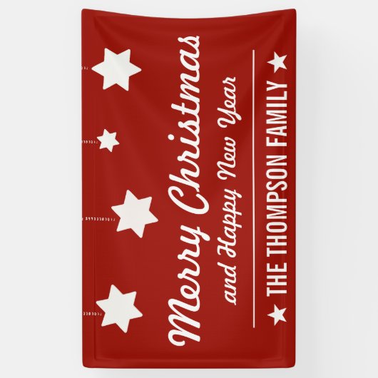 メリークリスマスおよび明けましておめでとう|の赤い休日 横断幕 (縦)