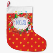 メリークリスマスおよび明けましておめでとう! クリスマス ラージクリスマスストッキング (正面)