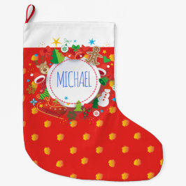 メリークリスマスおよび明けましておめでとう! クリスマス ラージクリスマスストッキング