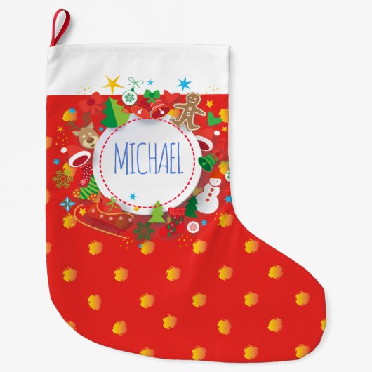 メリークリスマスおよび明けましておめでとう! クリスマス ラージクリスマスストッキング (正面)