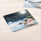 メリークリスマスおよび明けましておめでとう スクエアペーパーコースター (アングル)