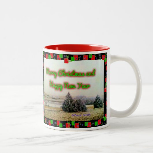 メリークリスマスおよび明けましておめでとう! ツートーンマグカップ (右)