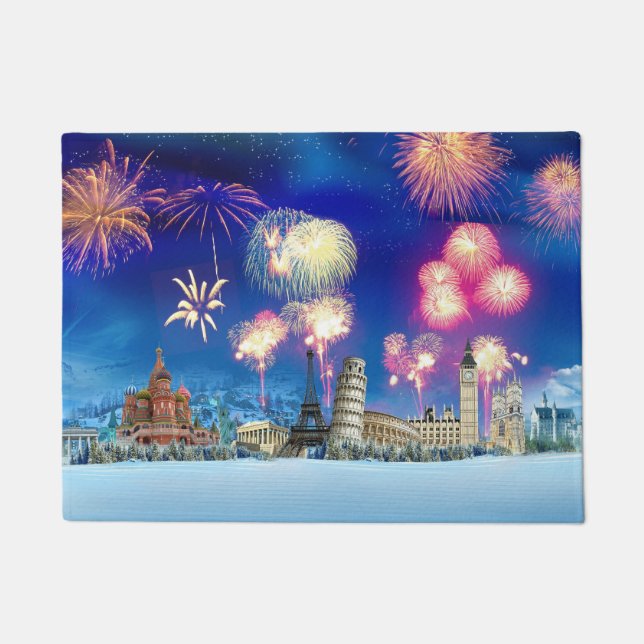 メリークリスマスおよび明けましておめでとう ドアマット (正面)