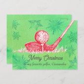 メリークリスマスお気に入りのゴルファー名前をカスタムする シーズンポストカード (正面/裏面)