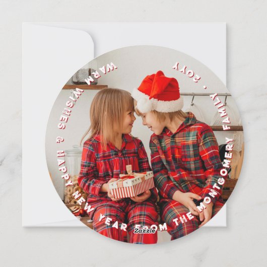 メリークリスマスお洒落おもしろいスマイリーフェイス写真 シーズンカード (裏面)