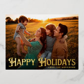 メリークリスマスお洒落の手紙フォトハッピー金ゴールド 箔シーズンポストカード (正面)