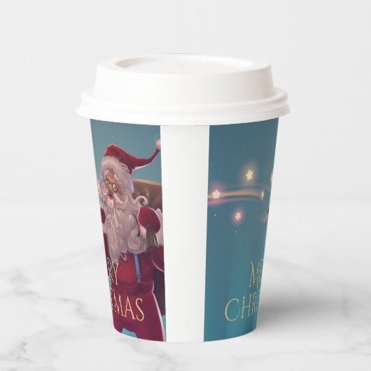 メリークリスマスお洒落サンタクロース 紙コップ (左)