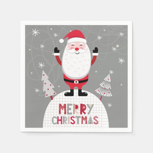 メリークリスマスお洒落サンタ スタンダードカクテルナプキン (正面)