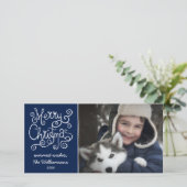 メリークリスマスお洒落スワールタイポグラフィ写真 シーズンカード (スタンド正面)