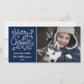 メリークリスマスお洒落スワールタイポグラフィ写真 シーズンカード (正面)