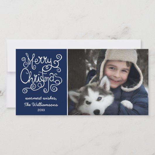 メリークリスマスお洒落スワールタイポグラフィ写真 シーズンカード (正面)