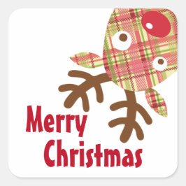 メリークリスマスお洒落トナカイ スクエアシール