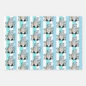 メリークリスマスお洒落ピンクブルー雪だるま ラッピングペーパーシート (正面)