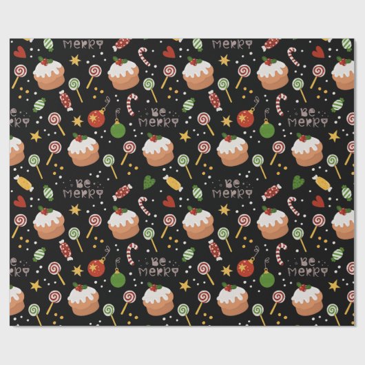 メリークリスマスお洒落フェスティバルケーキキャンディ ラッピングペーパー (フラット)