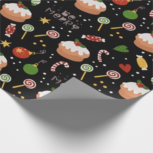メリークリスマスお洒落フェスティバルケーキキャンディ ラッピングペーパー (角)